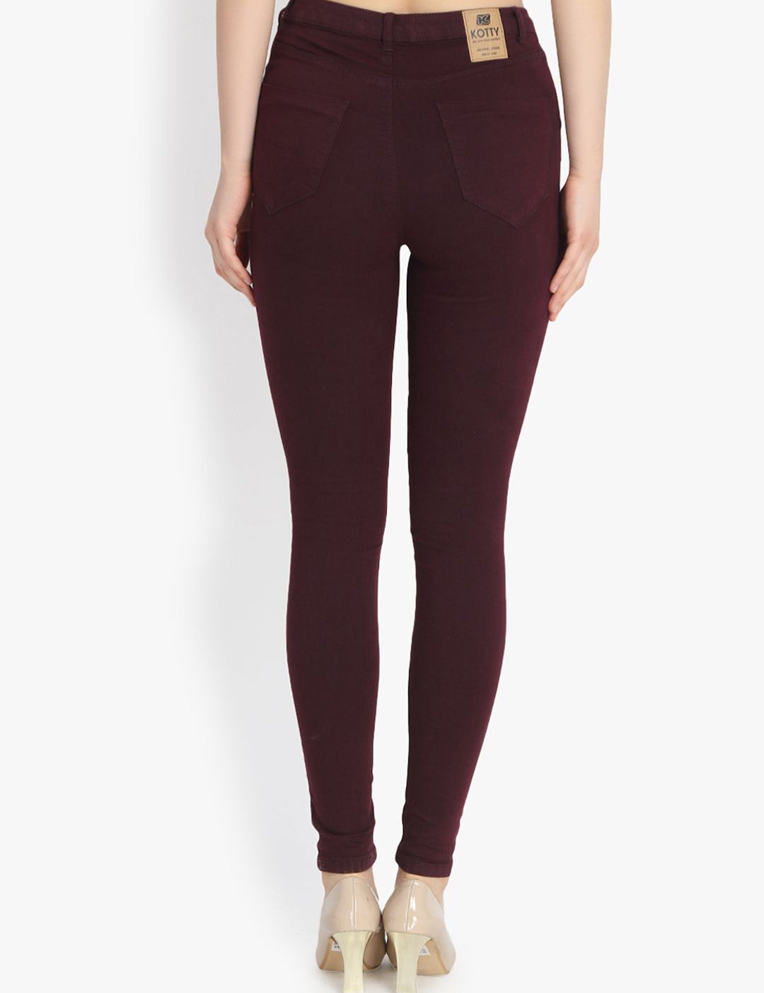 Kotty Women Maroon Skinny Fit High-Rise Clean Look Stretchable Jeans