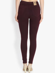 Kotty Women Maroon Skinny Fit High-Rise Clean Look Stretchable Jeans