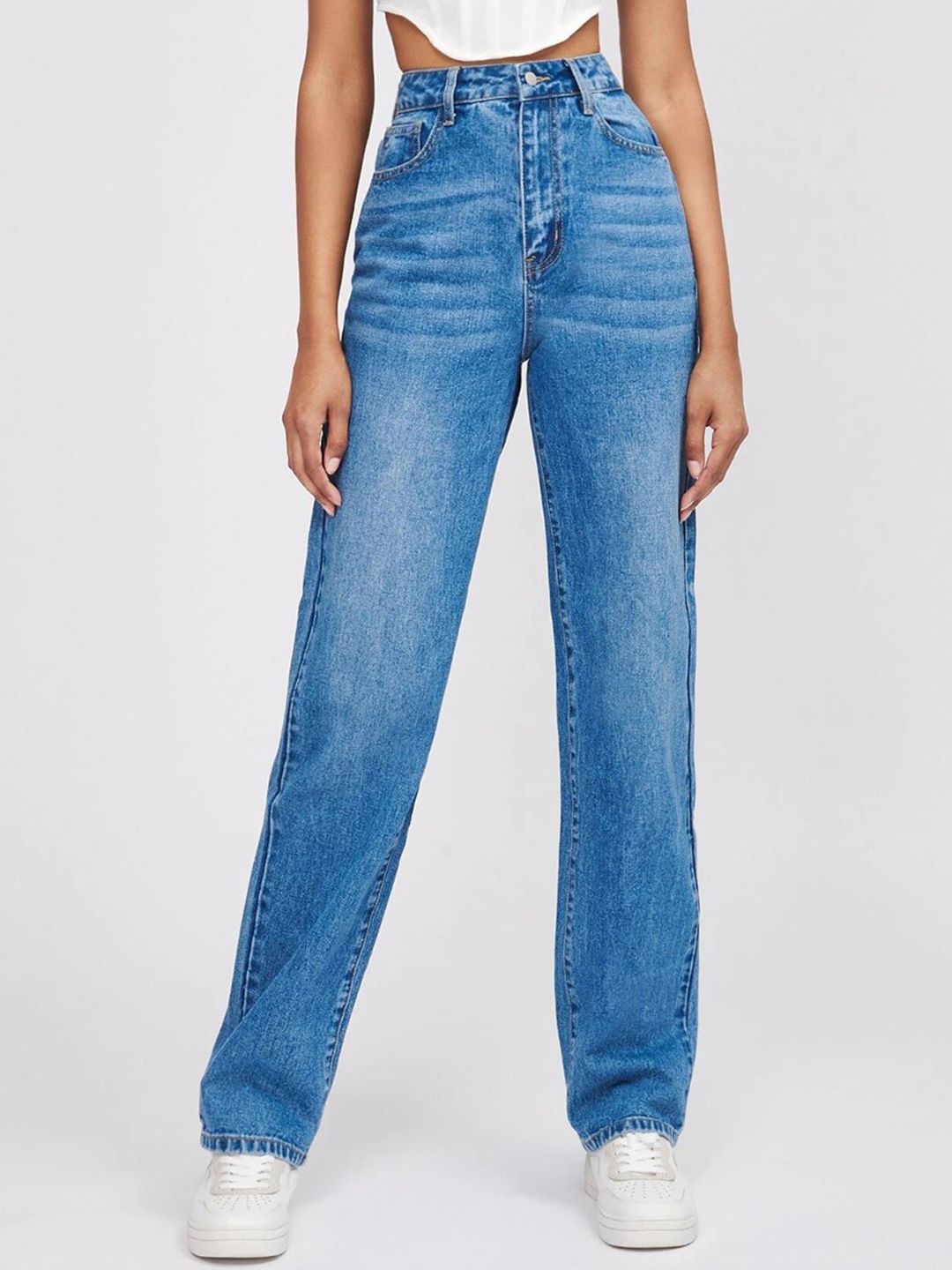 Kotty Women Jean Straight Fit Heavy Fade High-Rise Stretchable Jeans