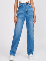 Kotty Women Jean Straight Fit Heavy Fade High-Rise Stretchable Jeans