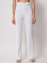 KOTTY BIZwear Women Relaxed Straight Leg Straight Fit High-Rise Easy Wash Trousers