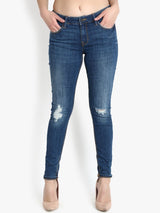 Kotty Women Blue Skinny Fit Mid-Rise Mildly Distressed Jeans