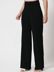 Kotty Women Black Regular Straight Leg High-Rise Easy Wash Regular Fit Trousers