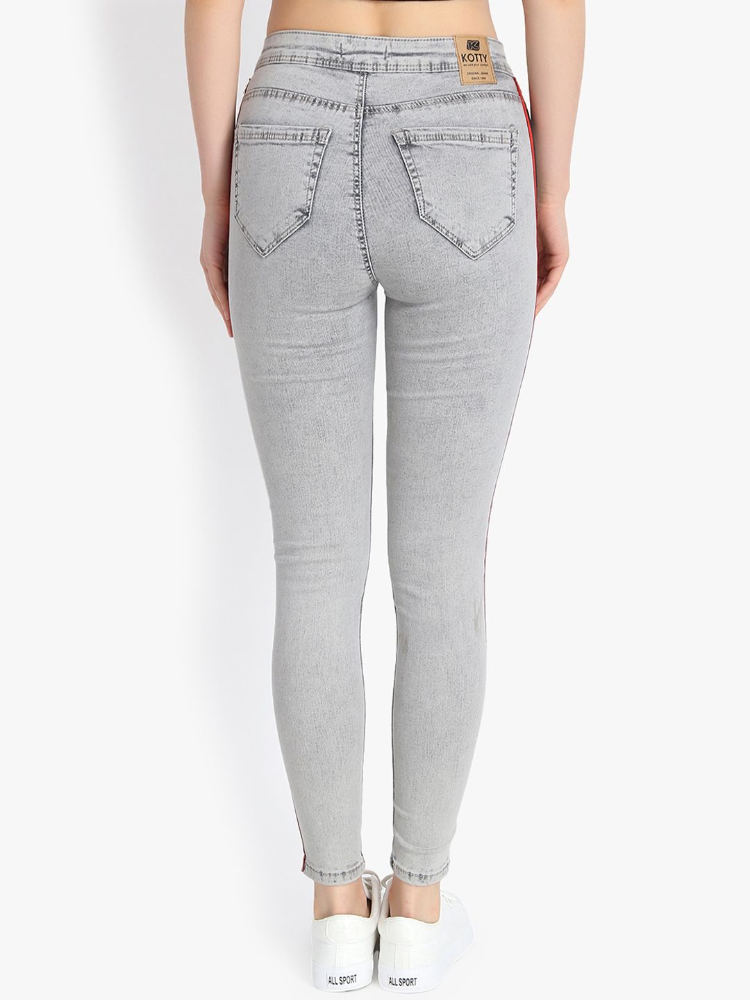 Kotty Women Grey Skinny Fit High-Rise Clean Look Jeans
