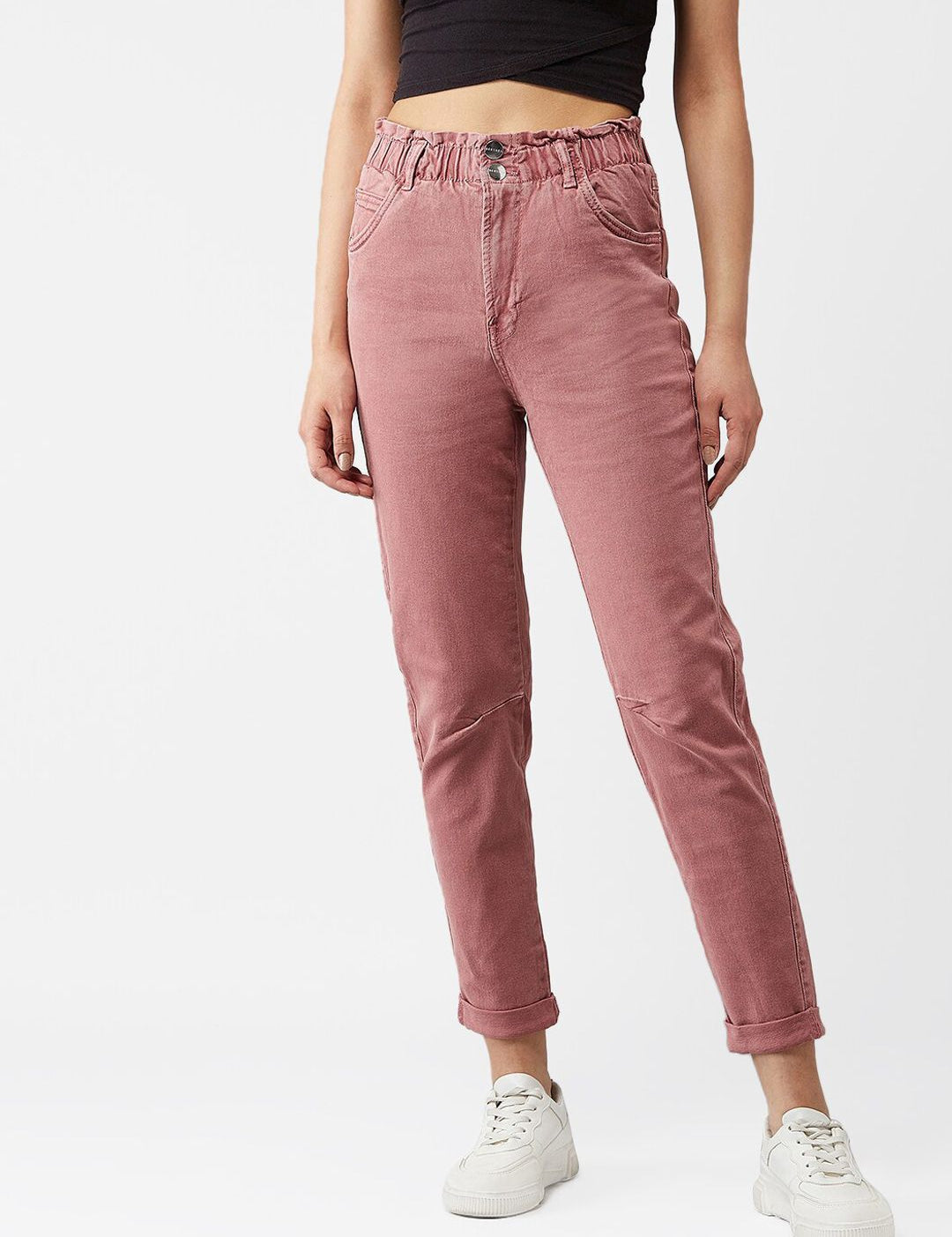 Kotty Women Old Rose Pink Tapered Fit High-Rise Clean Look Jeans