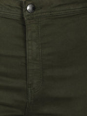 Kotty Women Olive Green High-Rise Clean Look Stretchable Skinny Fit Jeans