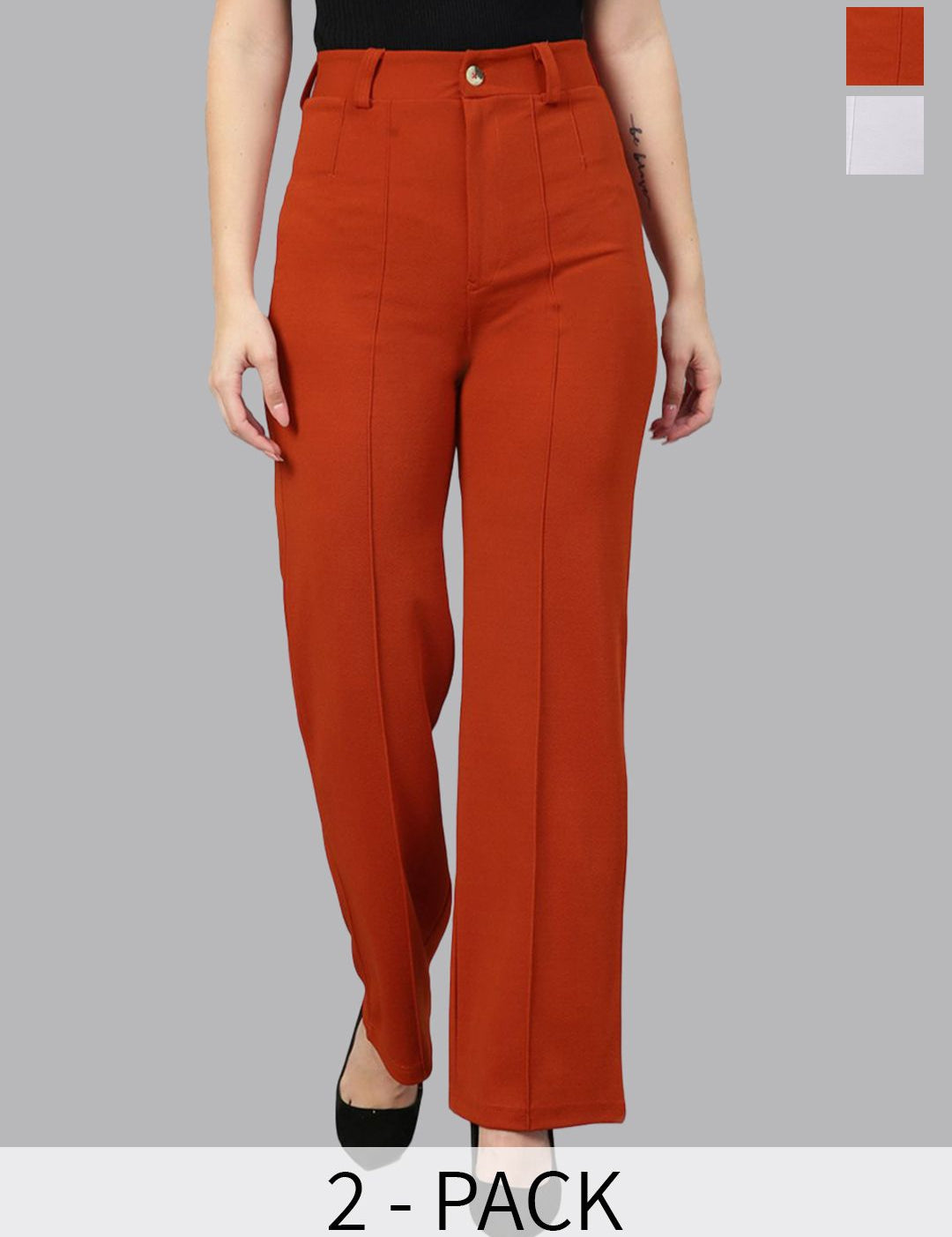 Kotty Women Relaxed Straight Leg Straight Fit High-Rise Easy Wash Trousers