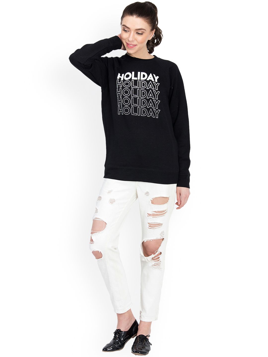 Kotty Women Black Printed Sweatshirt