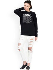 Kotty Women Black Printed Sweatshirt