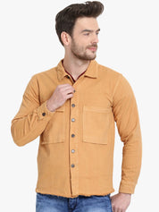 Kotty Men Yellow Solid Denim Jacket