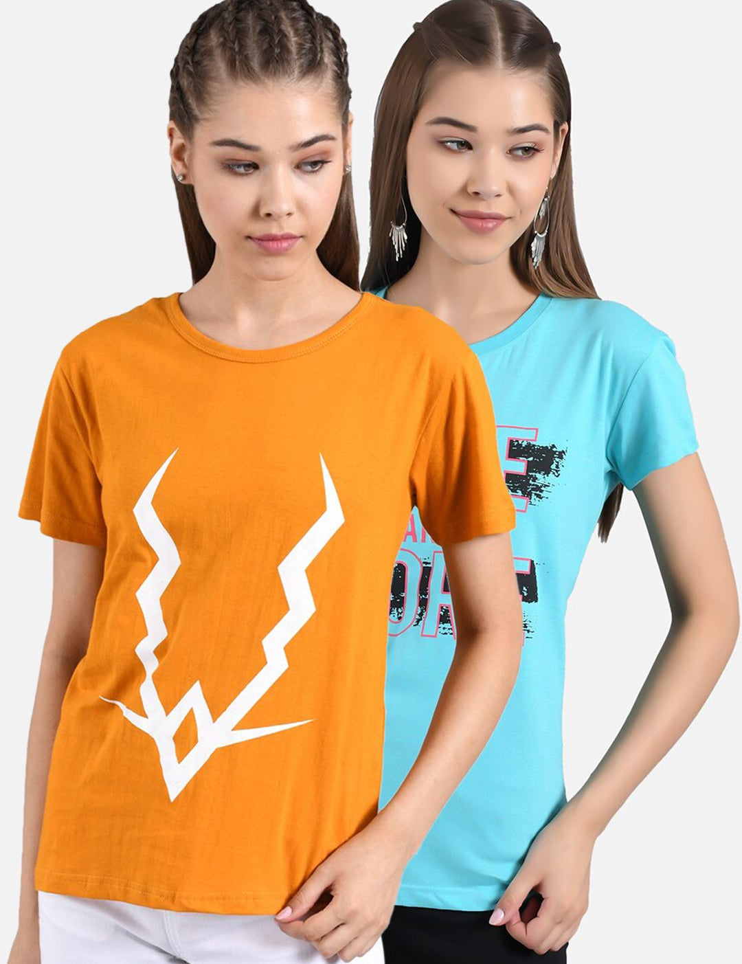 Kotty Women Pack Of 2 Printed Round Neck T-shirts