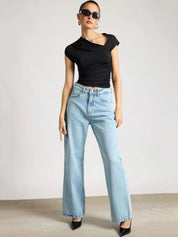 Kotty Women Jean Straight Fit High-Rise Heavy Fade Stretchable Jeans