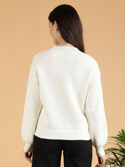 Kotty Women Cable Knit Cotton Ribbed Pullover