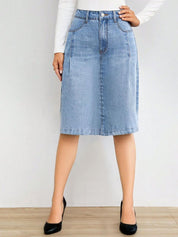 Kotty Women A-Line Above Knee Blue Skirt