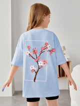 Kotty Girls Graphic Printed Round Neck Cotton Oversized T-shirt