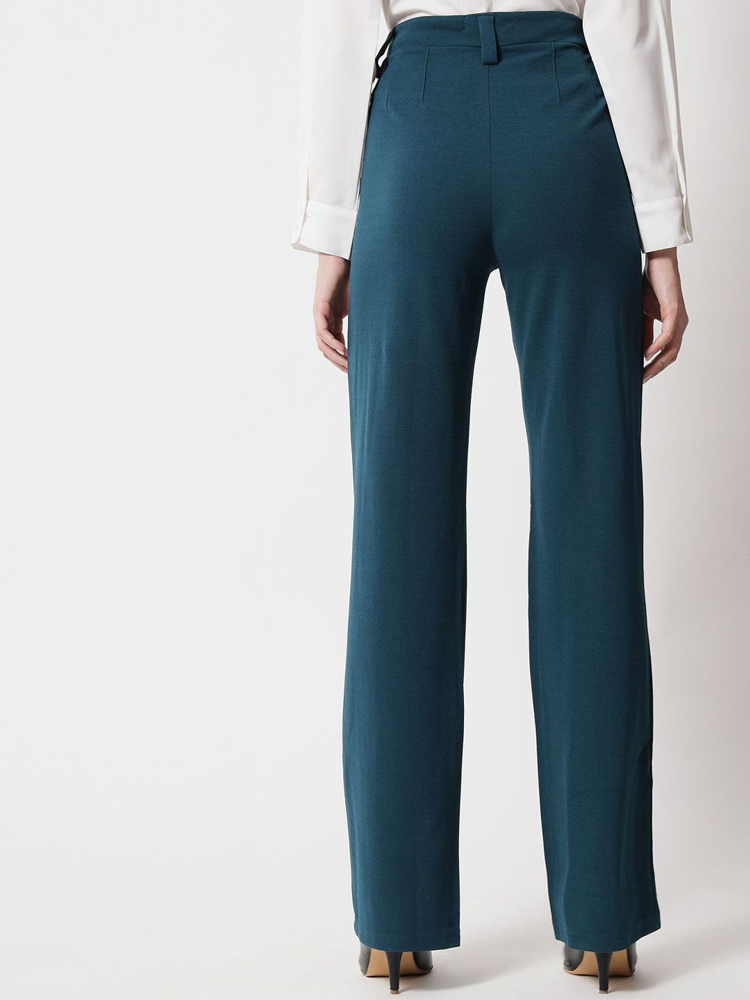 Kotty Black and Teal Blue Scoop Neck T-Shirt with Trouser