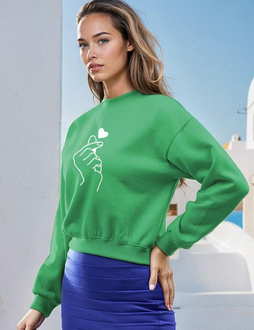 Kotty Women Graphic Printed Round Neck Therma-Fit Sweatshirt