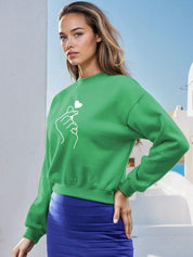 Kotty Women Graphic Printed Round Neck Therma-Fit Sweatshirt