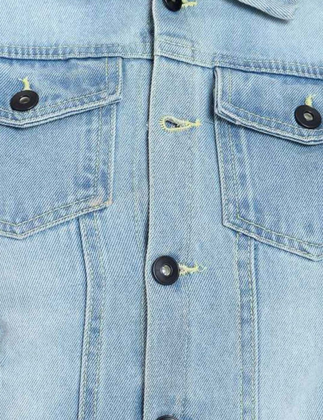 Kotty Women Spread Collar Solid Denim Jacket