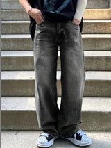Kotty Men Wide Leg Mid-Rise Light Fade Stretchable Jeans