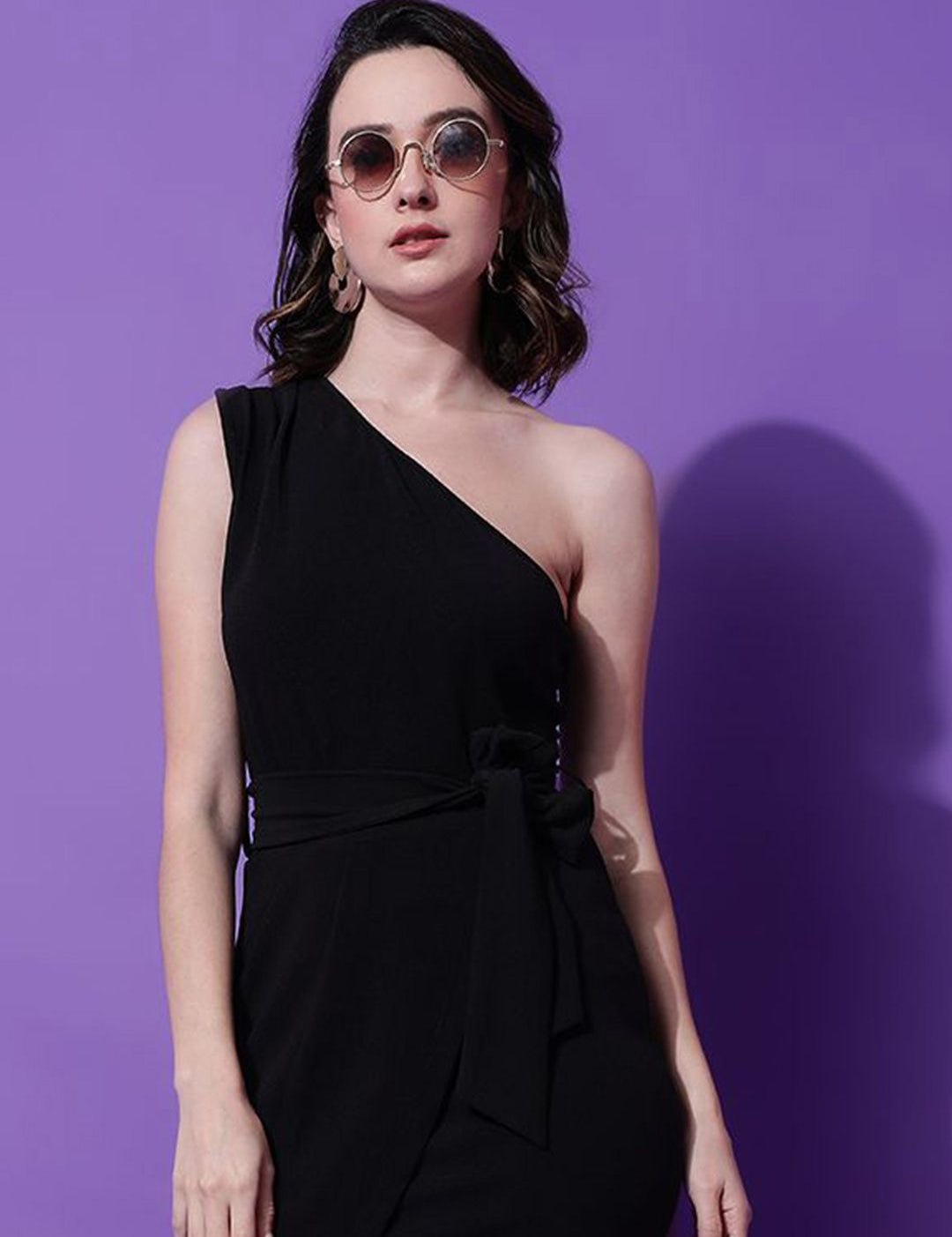 Kotty Women Solid One Shoulder Sheath Mini Dress