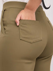 Brown Regular Fit High-Rise Pants for Women – Elegant Solid Design | Kotty
