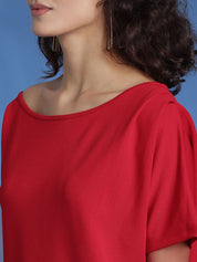 Kotty Women Solid One Shoulder A-Line Mini Dress