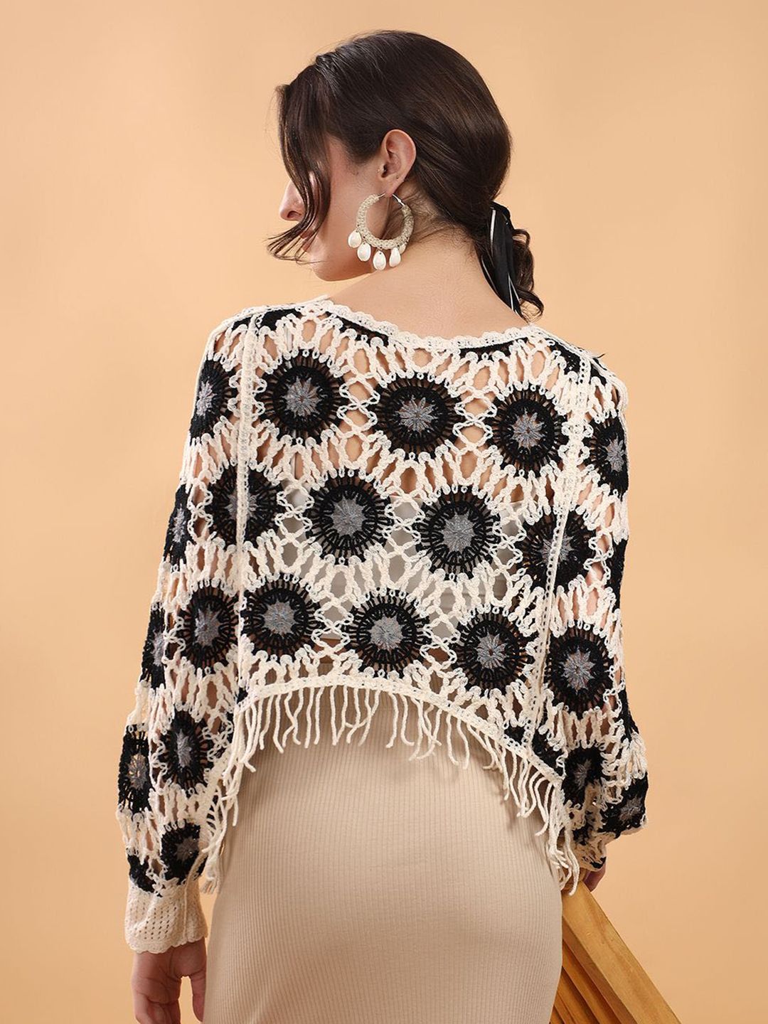 Kotty Women Embellished Crochet Fringe Top