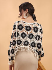 Kotty Women Embellished Crochet Fringe Top