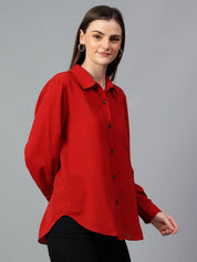 Kotty Women Comfort Spread Collar Solid Oversized Casual Shirt