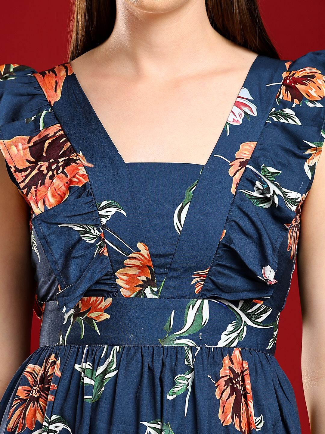 Kotty Print Crepe Fit & Flare Midi Dress