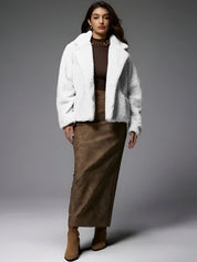 Kotty Women Lapel Collar Self Design Open Front Jacket