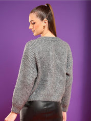 Kotty Women Self Design Ribbed Pullover