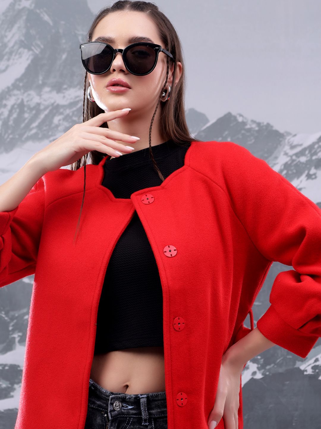 Kotty Women Notched Lapel Single-Breasted Overcoat