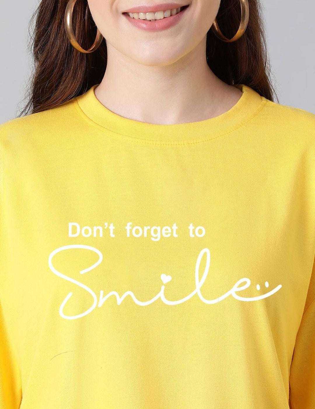 Kotty Women Typography Printed Drop-Shoulder Sleeves T-shirt