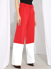 Kotty Women Colourblocked High-Rise Regular Trousers