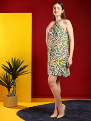 Kotty Print Halter Neck A-Line Dress