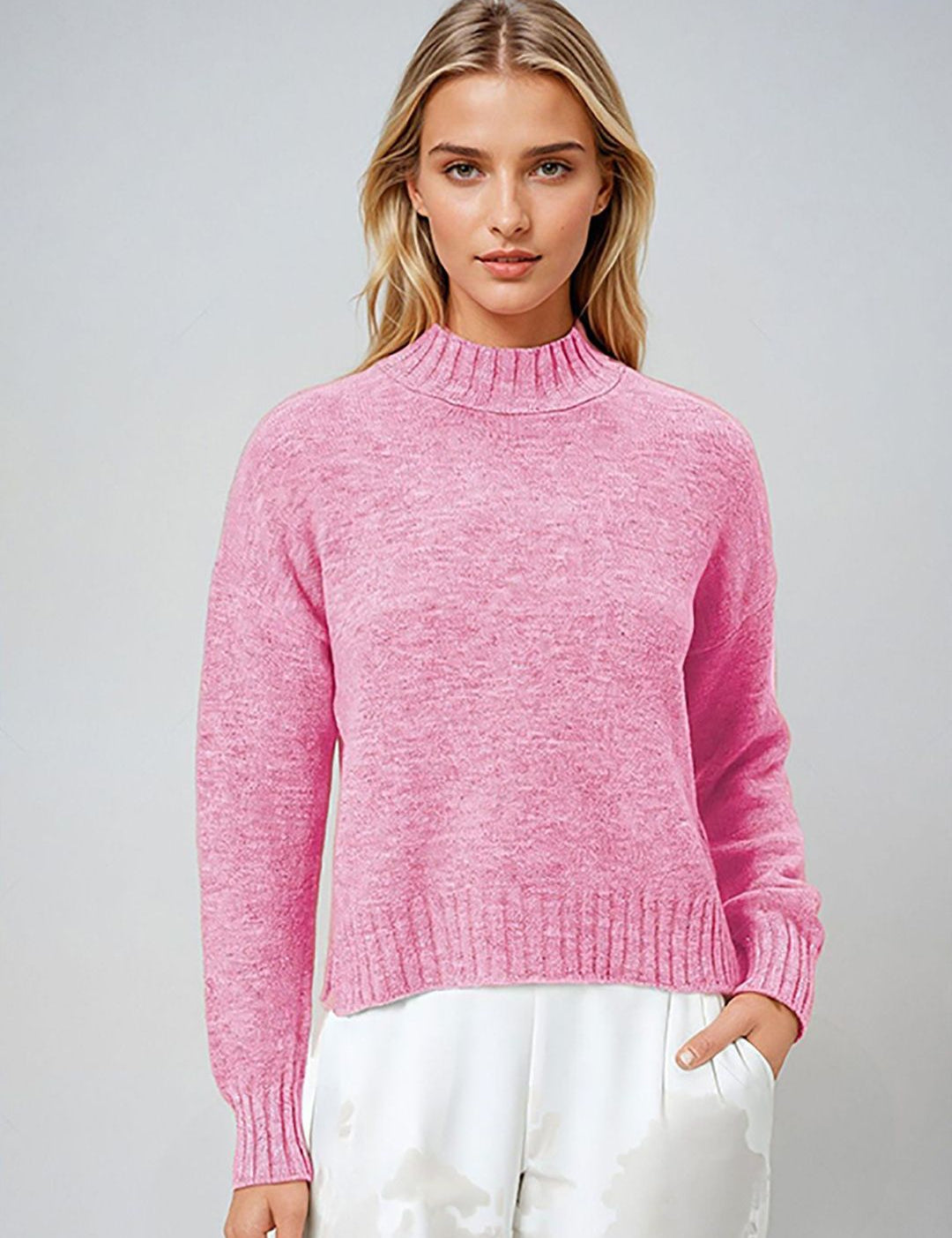 Kotty Women Cotton Round Neck Long Sleeves Pullover Sweaters