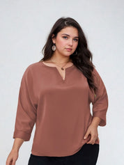 KOTTY Women Plus Size Solid V-Neck Top