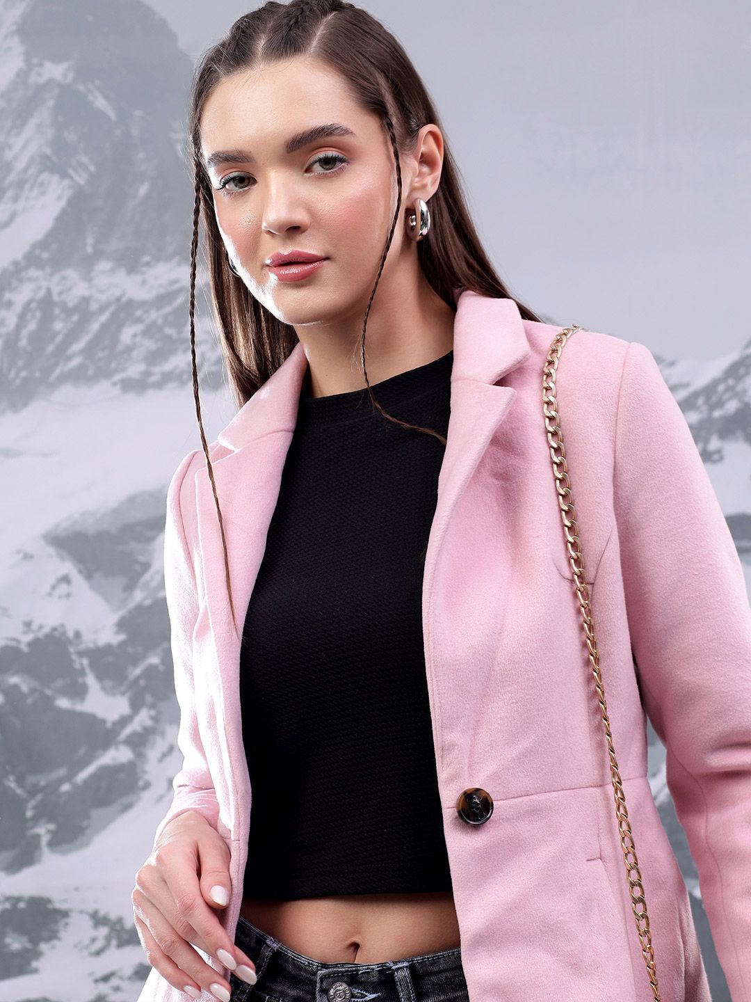 Kotty Women Notched Lapel Single-Breasted Overcoat