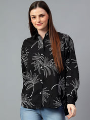 Kotty Women Comfort Spread Collar Floral Printed Cotton Oversized Casual Shirt