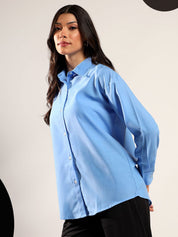 Kotty Women Relaxed Fit Solid Spread Collar Cotton Casual Shirt