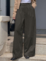 Kotty Women Relaxed Straight Leg Loose Fit High-Rise Corduroy Trousers