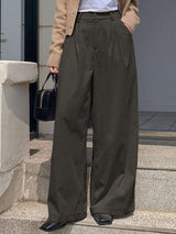 Kotty Women Relaxed Straight Leg Loose Fit High-Rise Corduroy Trousers
