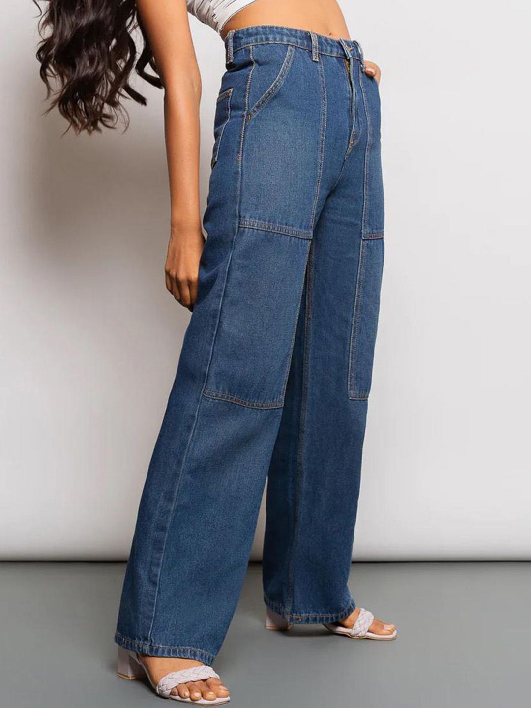 Kotty Women Jean Wide Leg High-Rise Stretchable Jeans