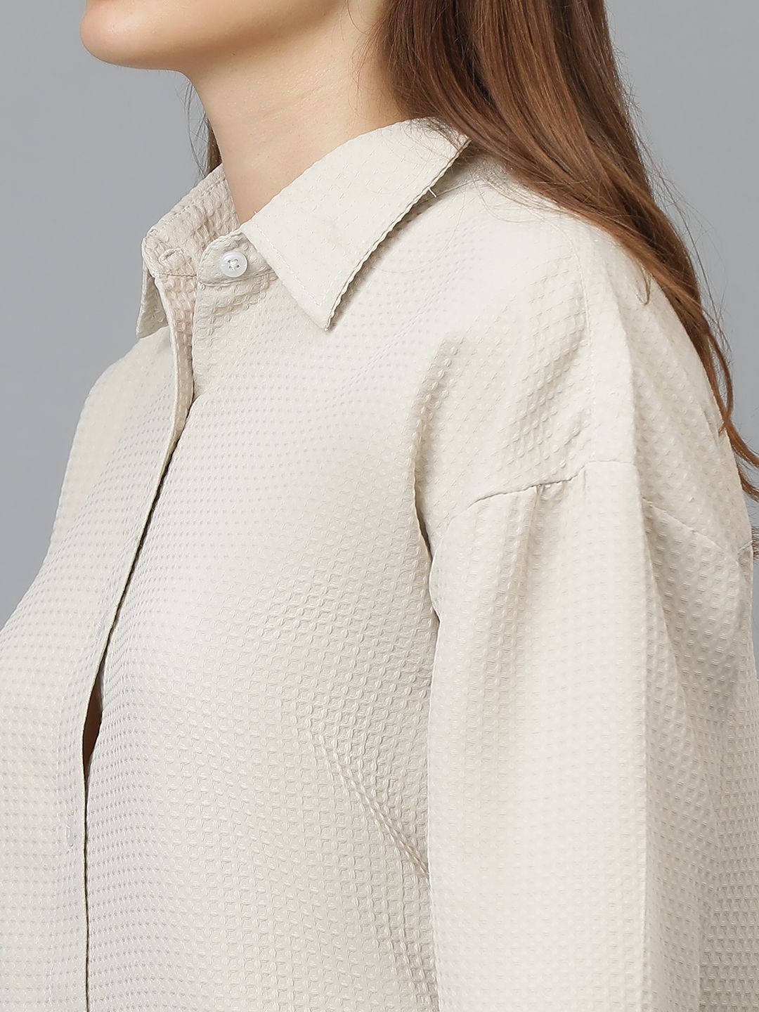 Kotty Beige Self-Design Shirt With Shorts 