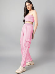 Kotty Pink Off-Shoulder Top With Trouser 