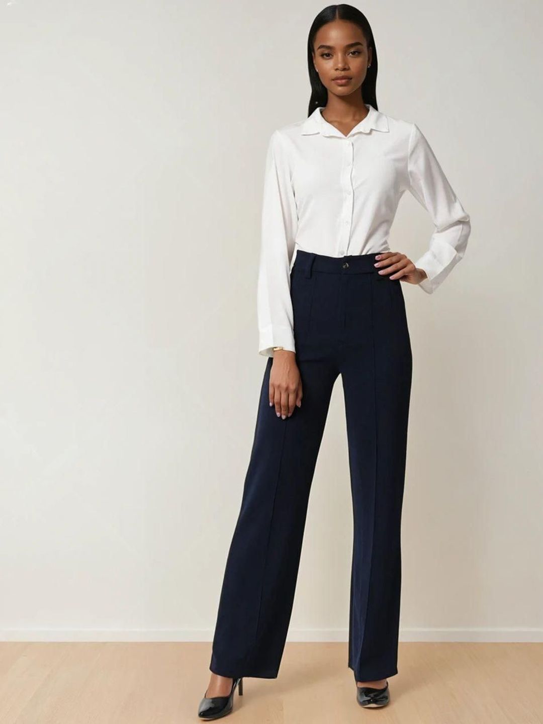 Kotty Women Straight Fit High-Rise Trousers