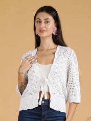 Kotty Women Open Knit Three-Quarter Sleeves