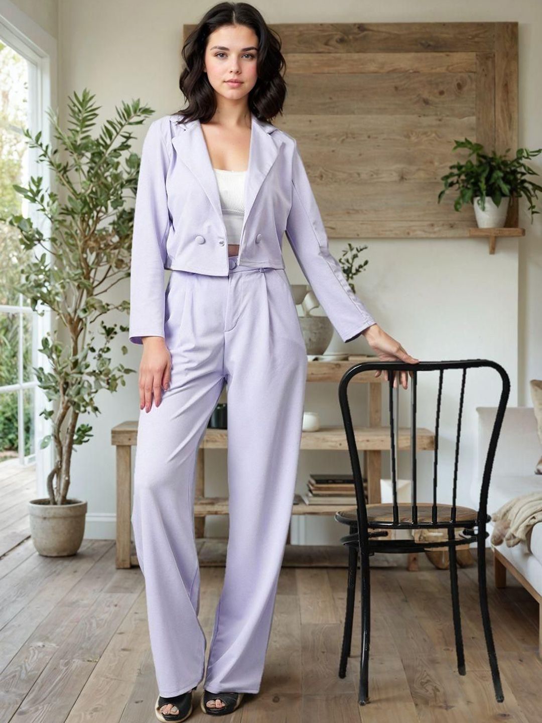 Kotty Lapel Collar Long Sleeves Coat With Trouser 